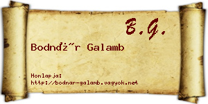 Bodnár Galamb névjegykártya